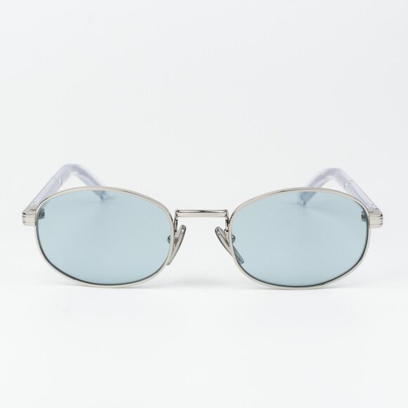 Prada Women Sunglasses Silver Azure Oval  PRB53S 1BC40N NEW AUTHENTIC - Picture 2 of 13